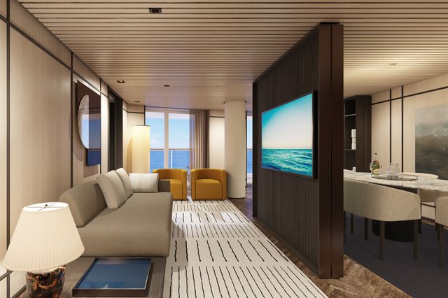 Florida Kreuzfahrt Ncl Prima H3 The Haven Deluxe Owner's Suite With Balcony Living Room